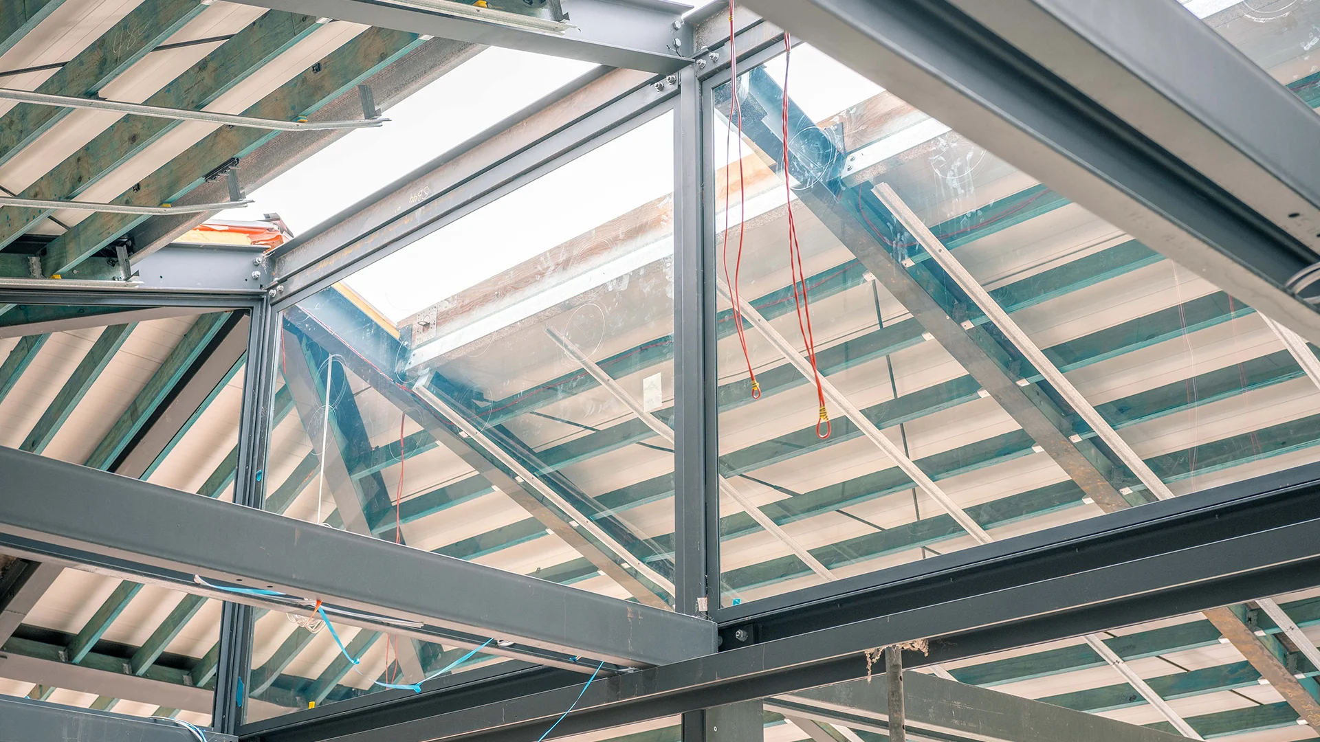 Sheet of glass coming through roof of Mosman Oval clubhouse